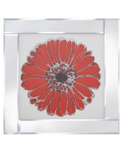 Red Gerbera on Mirrored Frame