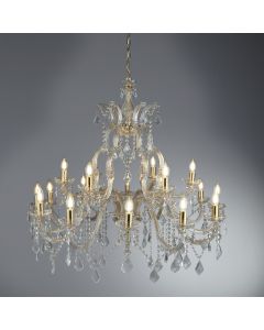 Marie Therese Brass Choice of 18 - 30 Light Chandelier With Crystal Drops