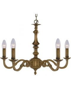 Malaga Solid Brass 5 Light Fitting With Metal Candle Tubes