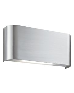 Satin Silver 20 Led Oblong Curved Wall Light With Up & Down Light