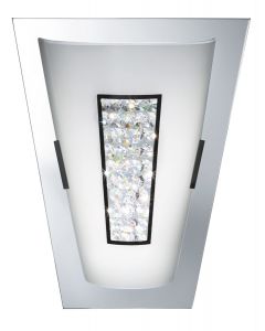 Chrome 16 Led Wall Light With White Glass Shade & Crystal Inner Decoration