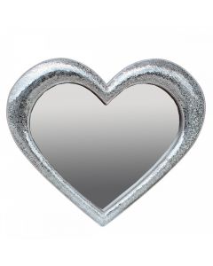 42cm x 37cm Heart Shaped Silver Mirror