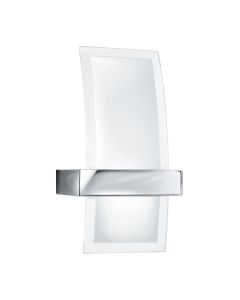 Chrome Curved Wall Light With Clear & Frosted Glass Diffuser