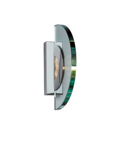Clear Half Circle Glass Wall Light With Chrome Back Plate