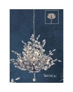 Bouquet 7lt Chrome Pendant With Crystal Glass