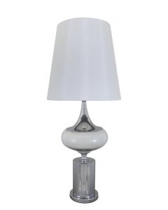 Chrome And Glass Podium Statement Table Lamp