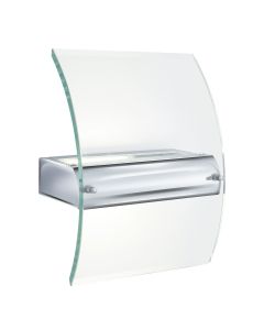 Low Energy Chrome Wall Light With Curved Bevelled Edge & Glass Diffuser