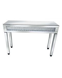 Rhombus Mirrored Glass Crystal Console Table