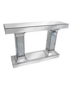 Rhombus Silver Mirrored Console Table