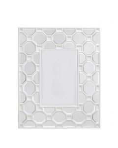 Ritz White Geometric Wood Wall Mirror