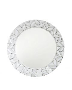 White Marten Tiled Round Wall Mirror