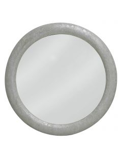 Antique Silver Faux Snakeskin Round Wall Mirror