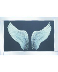 Silver Glitter Wing on Mirrored Frame