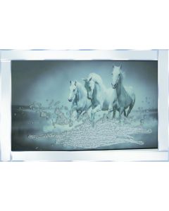 3 Galloping Horses on Mirrored Frame