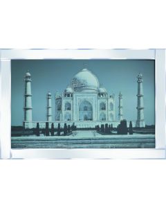 Glittering Taj Mahal on Mirrored Frame 
