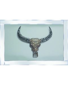 Bulls Head on Mirrored Frame