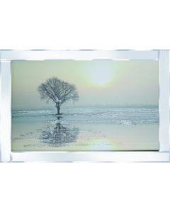 Tree by Sea on Mirrored Frame