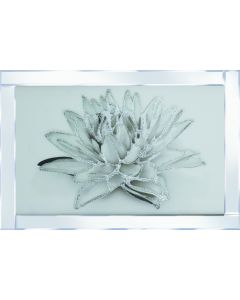 White Flower on Mirrored Frame
