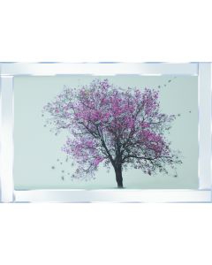 Pink Tree on Mirrored Frame