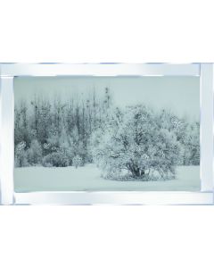 Snowy Tree on Mirrored Frame