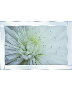 White Green Flower on Mirrored Frame