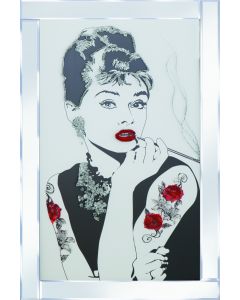 Audrey with tattoo on Mirrored Frame