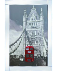 London Bridge with Bus on Mirrored Frame