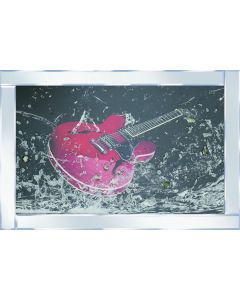 Red Guitar on Mirrored Frame