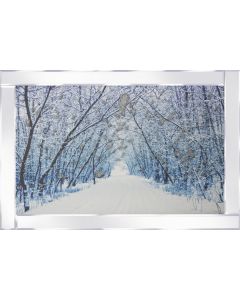 Snowy Avenue on Mirrored Frame