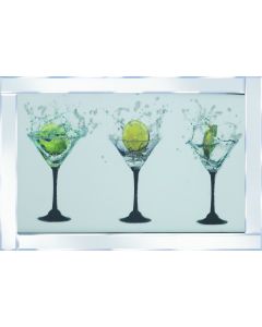 Triple Cocktail Glasses on Mirrored Frame