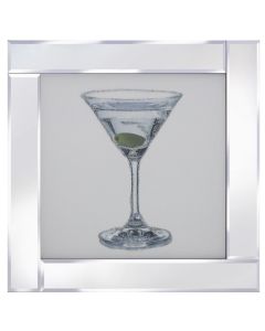 Cocktail Dry Martini on Mirrored Frame