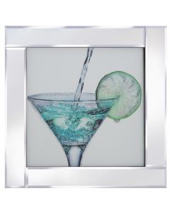 Blue Cocktail on Mirrored Frame