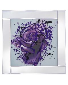 Purple Abstract Rose on Mirrored Frame