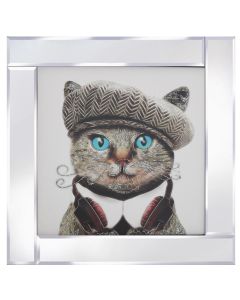 Blue Eyed Cat with Hat Mirrored