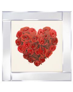 Red Rose Heart on Mirrored Frame