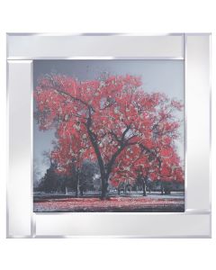 Red Tree on Mirrored Frame