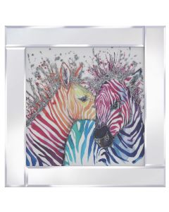 Muliti Coloured Zebras on Mirrored Frame