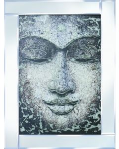 Buddha Face on Mirrored Frame