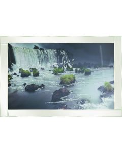 Water fall and Rocks on White Frame
