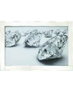 Scattered Diamonds on White Frame